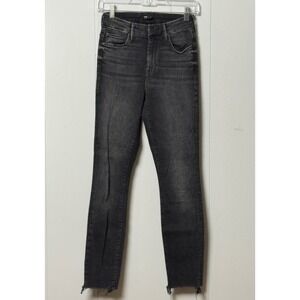 MOTHER Women's High Waisted Looker Ankle Fray Jeans Night Hawk Black Size 23